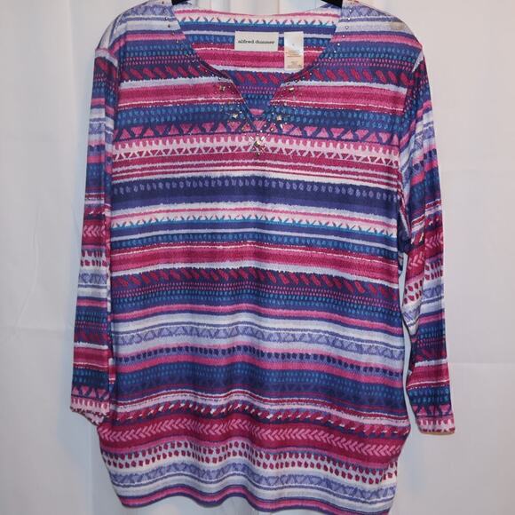 Alfred Dunner Pullover Women Size L Multicolor Blouse - Picture 10 of 14